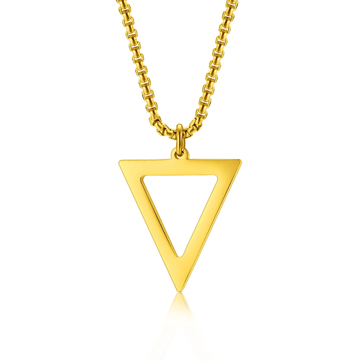 BLACK TRIANGLE NECKLACE FOR MEN STAINLESS STEEL CHAIN MENS GEOMETRIC PENDANT NECK JEWELRY