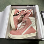 PENDRA Pink Geobasket Pink Horsehair Leather High-Top Zip Platform Ankle Boots