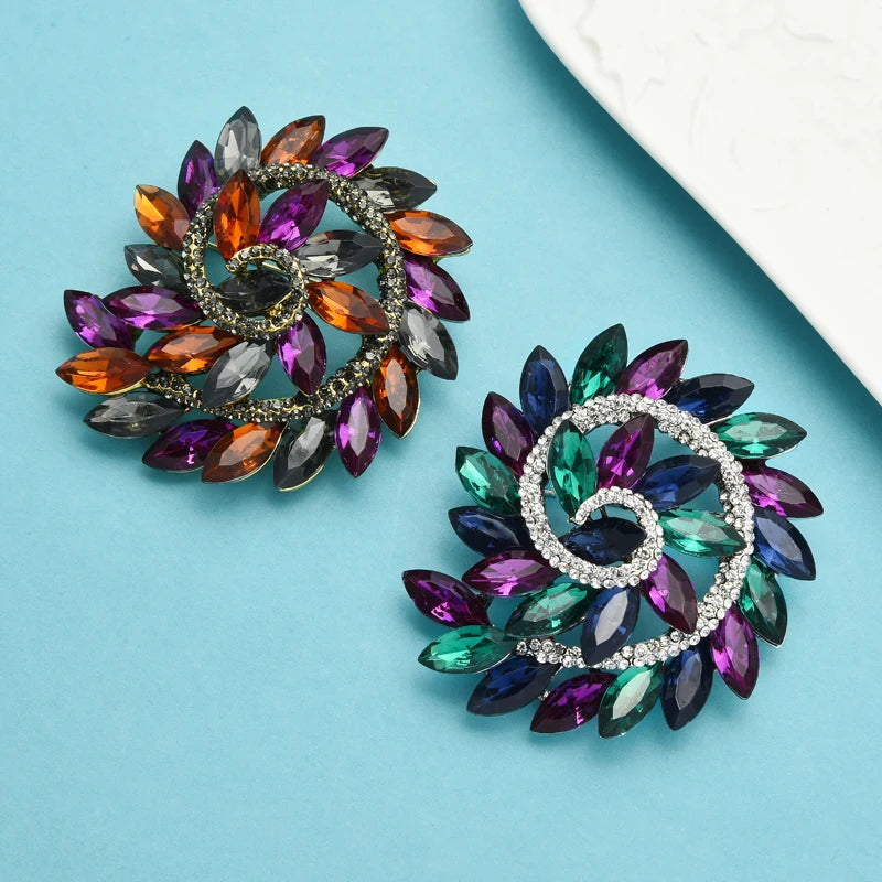 PENDRA Floraspark Big Crystal Flower Brooch
