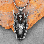 PENDRA Horned Demon Skull Steel Necklace