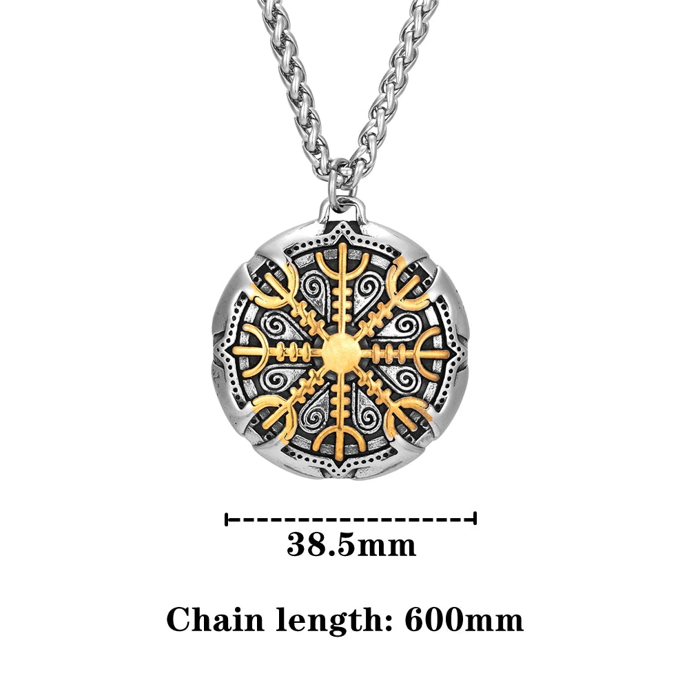 PENDRA Viking Trident Gold Steel Necklace