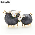 PENDRA Cute Eating Grass Couple Sheep Brooch