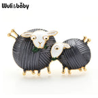 PENDRA Cute Eating Grass Couple Sheep Brooch