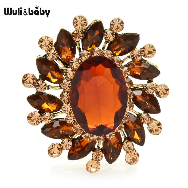 PENDRA Floracircle Crystal Round Flower Brooch