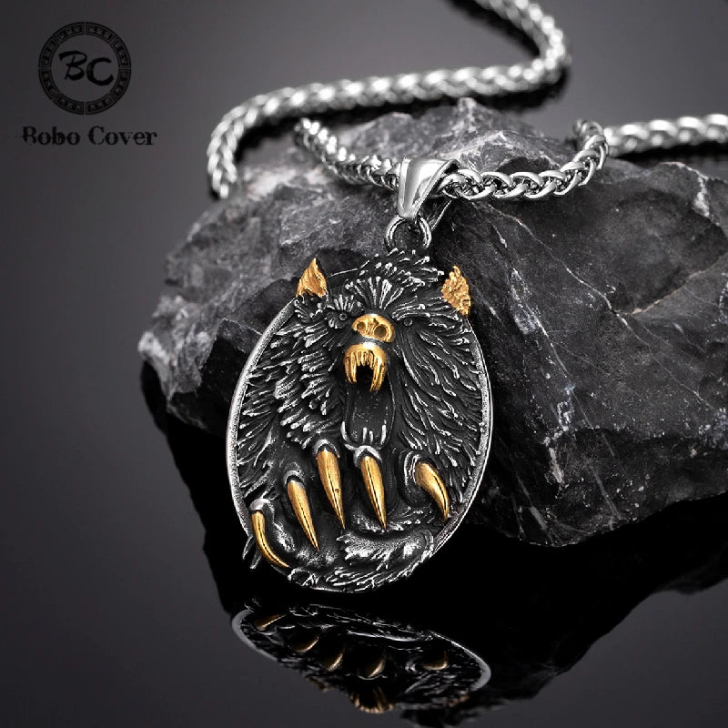 PENDRA Wolf Gold Celtic Necklace