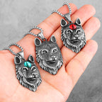 Animal Wolf Red Blue Eye Stainless Steel Men Necklaces Pendants Chain Cool for Boyfriend Male Jewelry Creativity Gift Wholesale