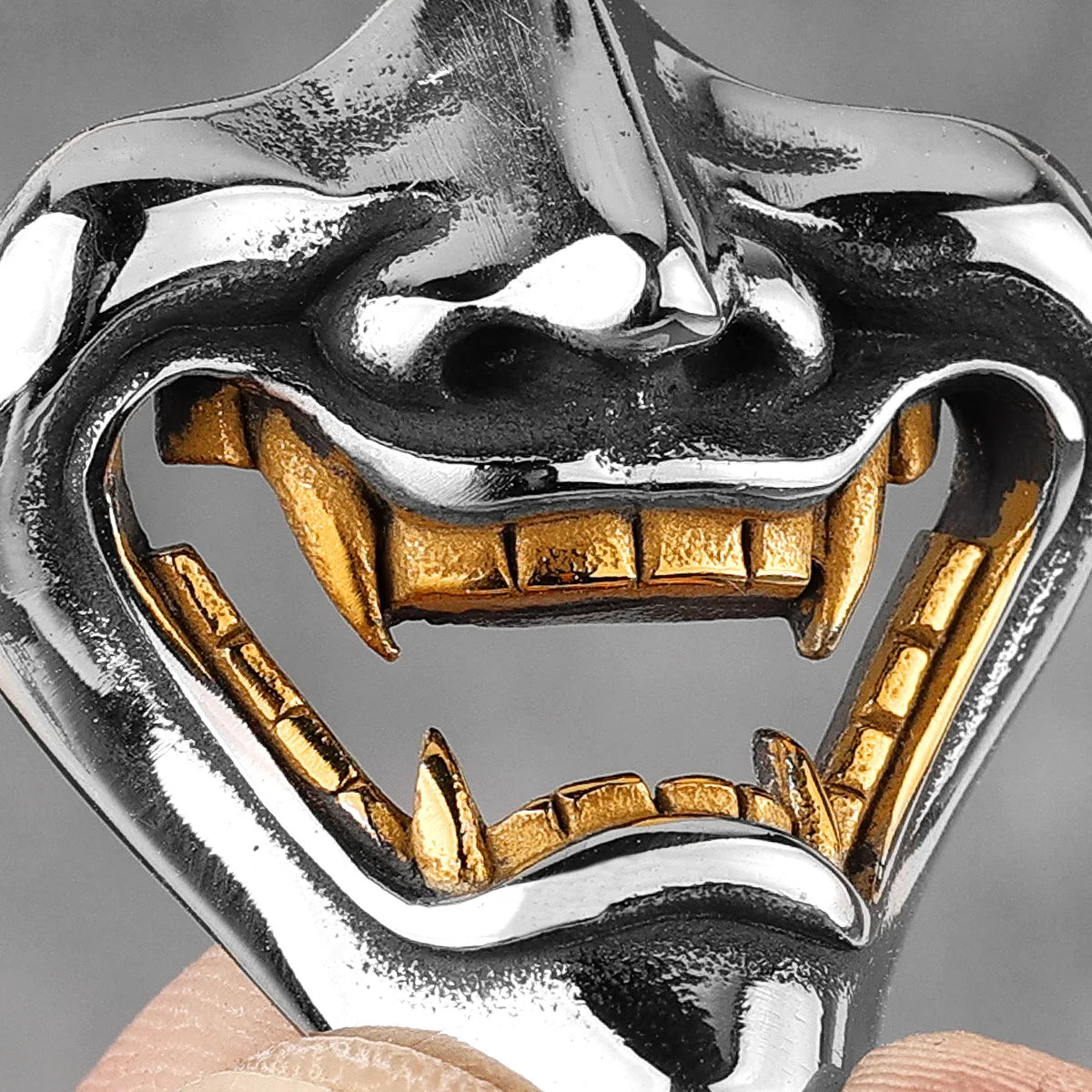 PENDRA Samurai Fangs Demon Steel Necklace