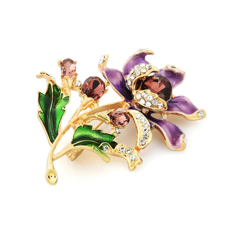 PENDRA Violetta Purple Enamel Flower Brooch
