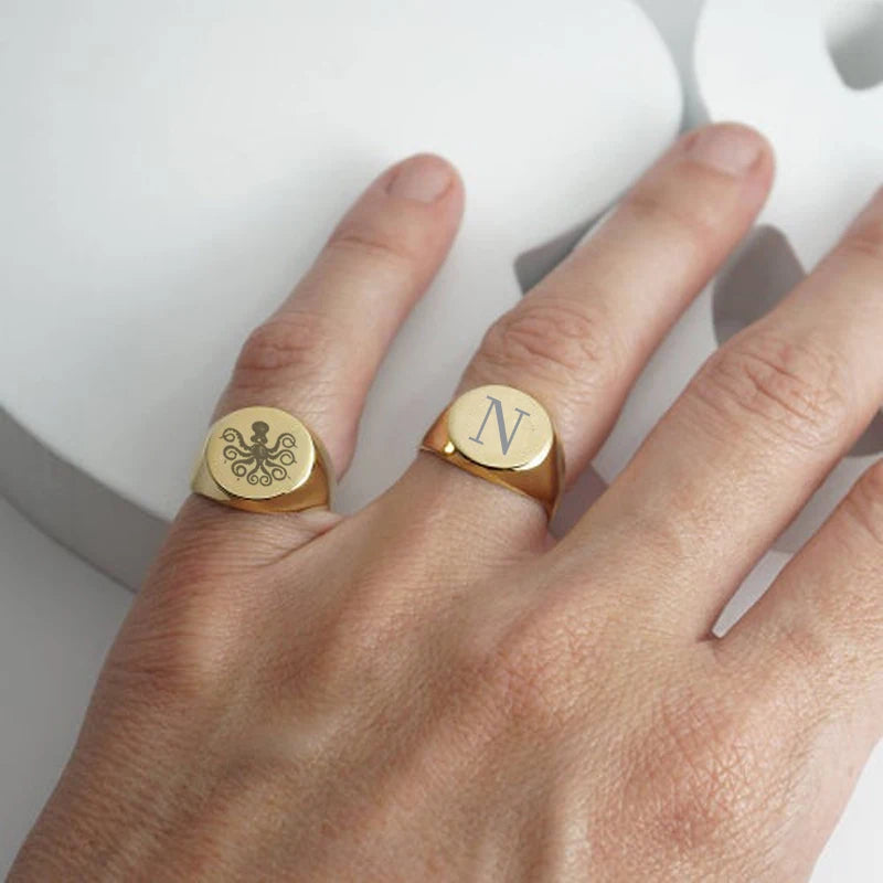 PENDRA Personalized Initials Letter Steel Ring