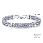Stylish Stainless Steel Bali Foxtail Chain Bracelet for Men,Double Franco Link Chain Bracelets,Male Jewelry Gift for Dad Son