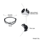 CIRCLE CHARM ROPE ANKLETS FOR MEN BLACK ROPE WITH SILVER COLOR CIRCLE ADJUSTABLE BRACELET UNISEX JEWELRY