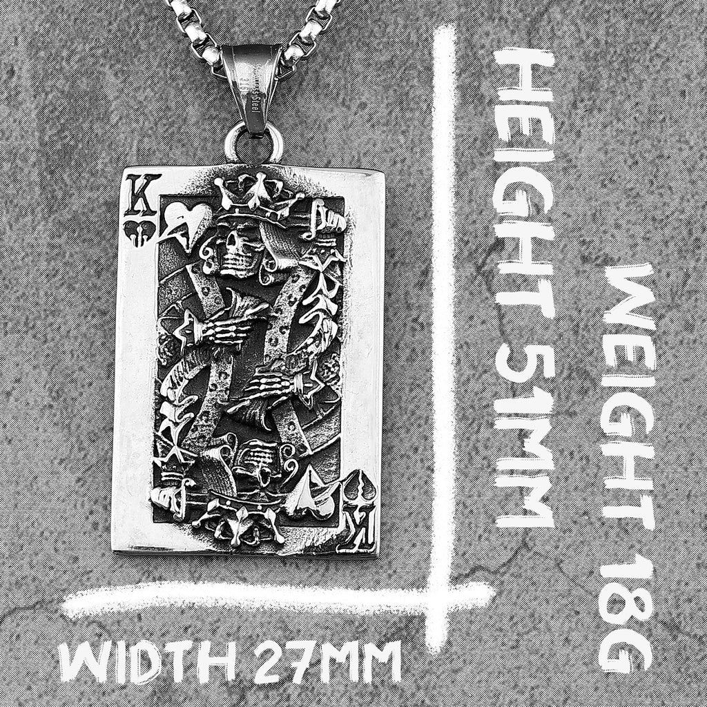 PENDRA Spade King Skull Steel Necklace