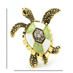 PENDRA Vintage Green Enamel Turtle Brooch