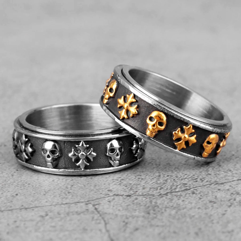 PENDRA Cross Skull Rotatable Ring