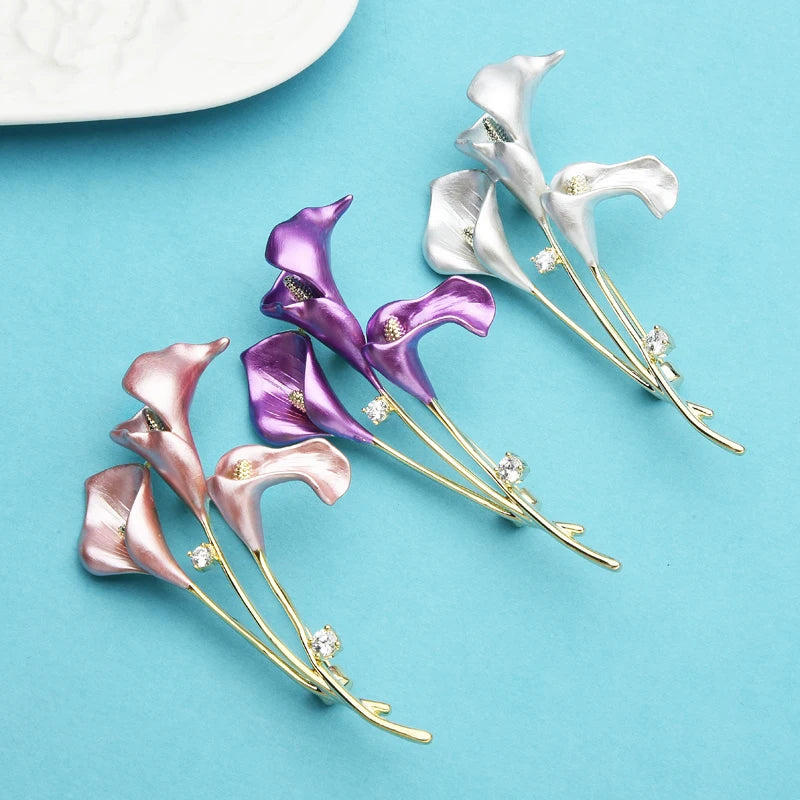 PENDRA Liliana Enamel Lily Flower Brooch
