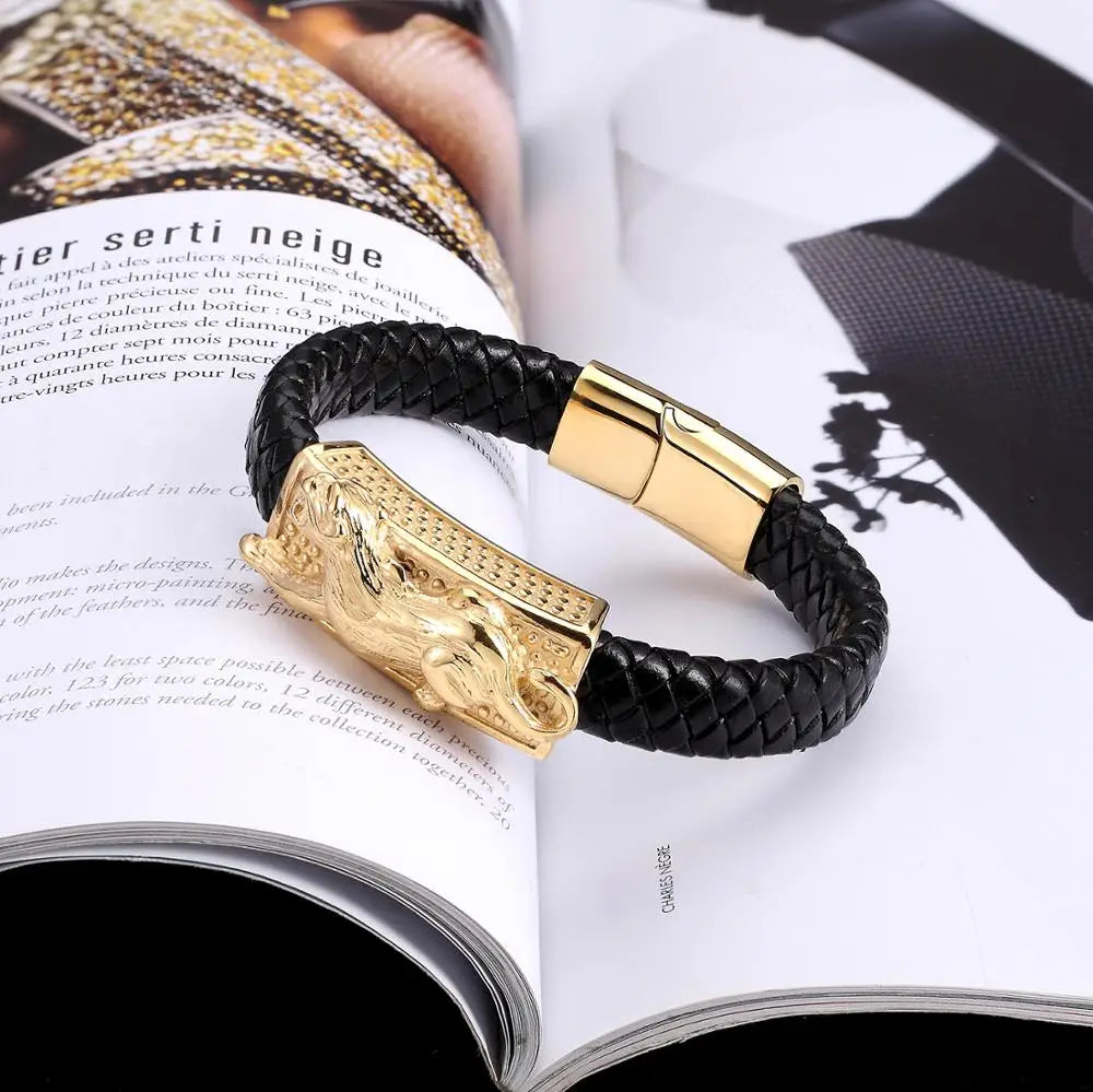 PENDRA Wolf Gold Steel Bracelet