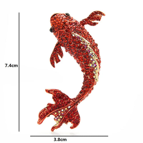 PENDRA Big Red Fish Brooch