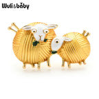 PENDRA Cute Eating Grass Couple Sheep Brooch