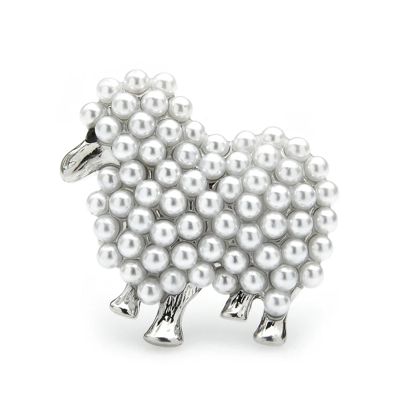 PENDRA Small Pearl Sheep Brooch