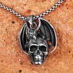 PENDRA Demon Dragon Skull Steel Necklace