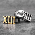 Roman Numeral 13 Stainless Steel Mens Rings Punk Retro Unique  Amulet for Male Boyfriend Biker Jewelry Creativity Gift Wholesale