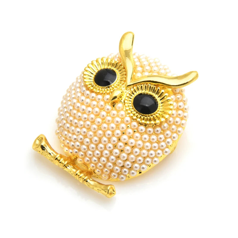 PENDRA Moon Owl Pearl Brooch