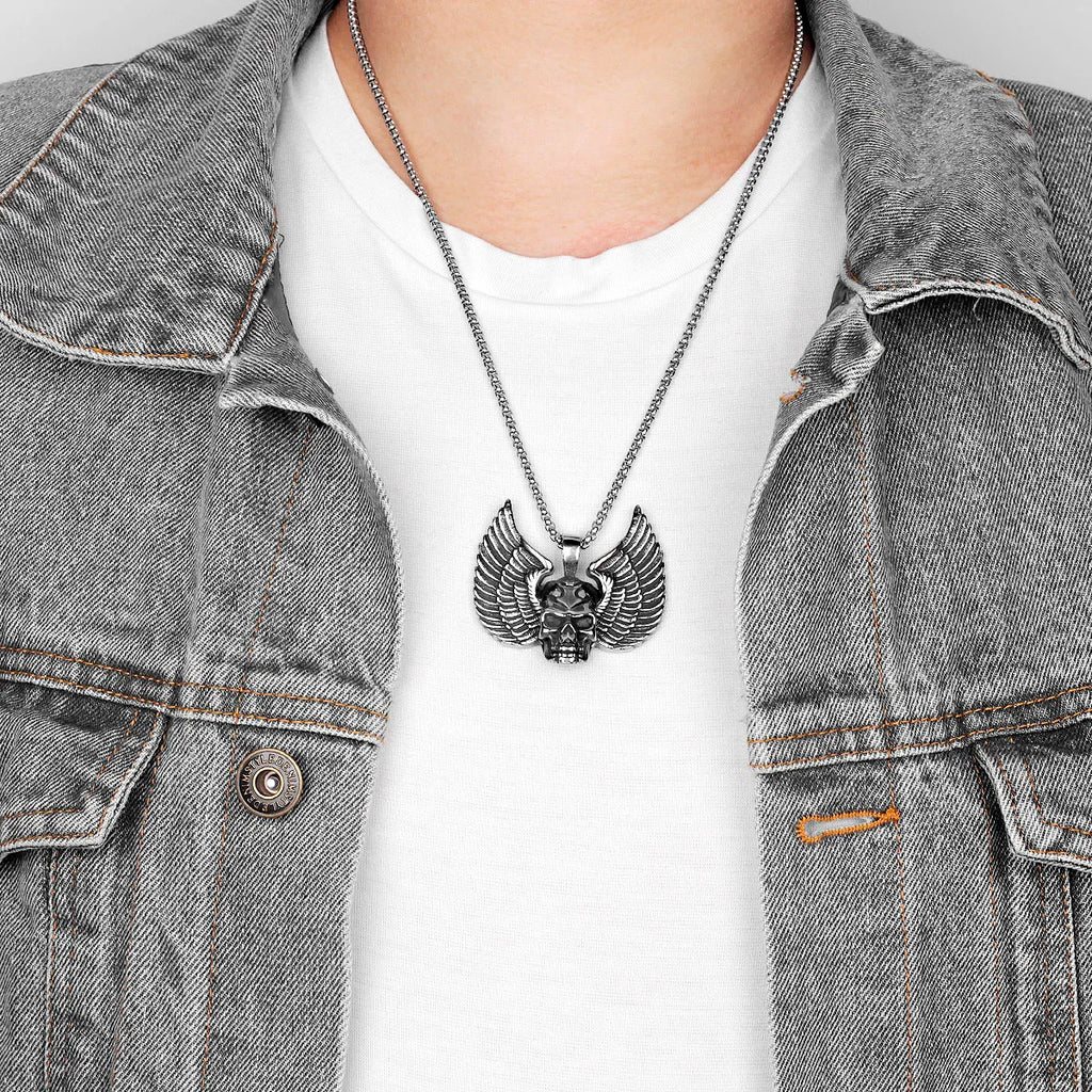 PENDRA Fallen Angel Wings Steel Necklace