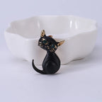 PENDRA Noircat Black Enamel Cat Brooch