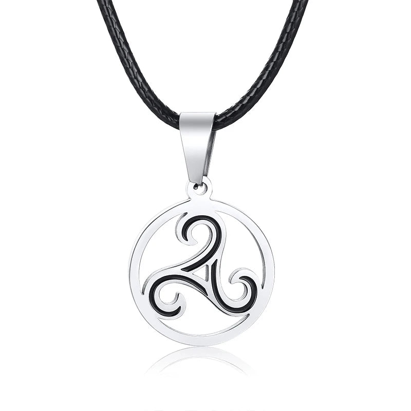 Triskelion Triple Spiral Pendant Triskele Necklace Stainless Steel Bbc Renaissance Unisex Jewelry