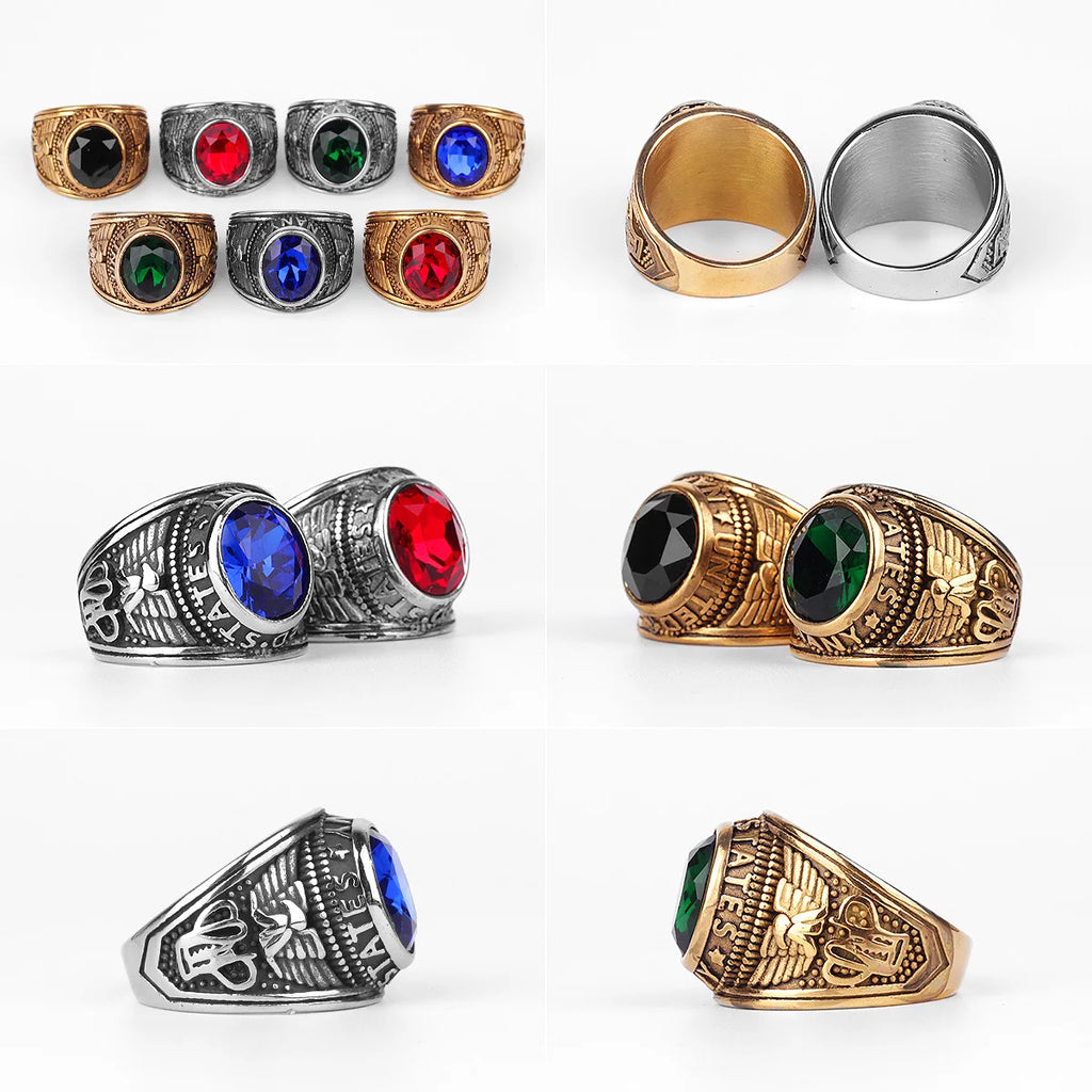 PENDRA Rhinestone United States Punk Ring