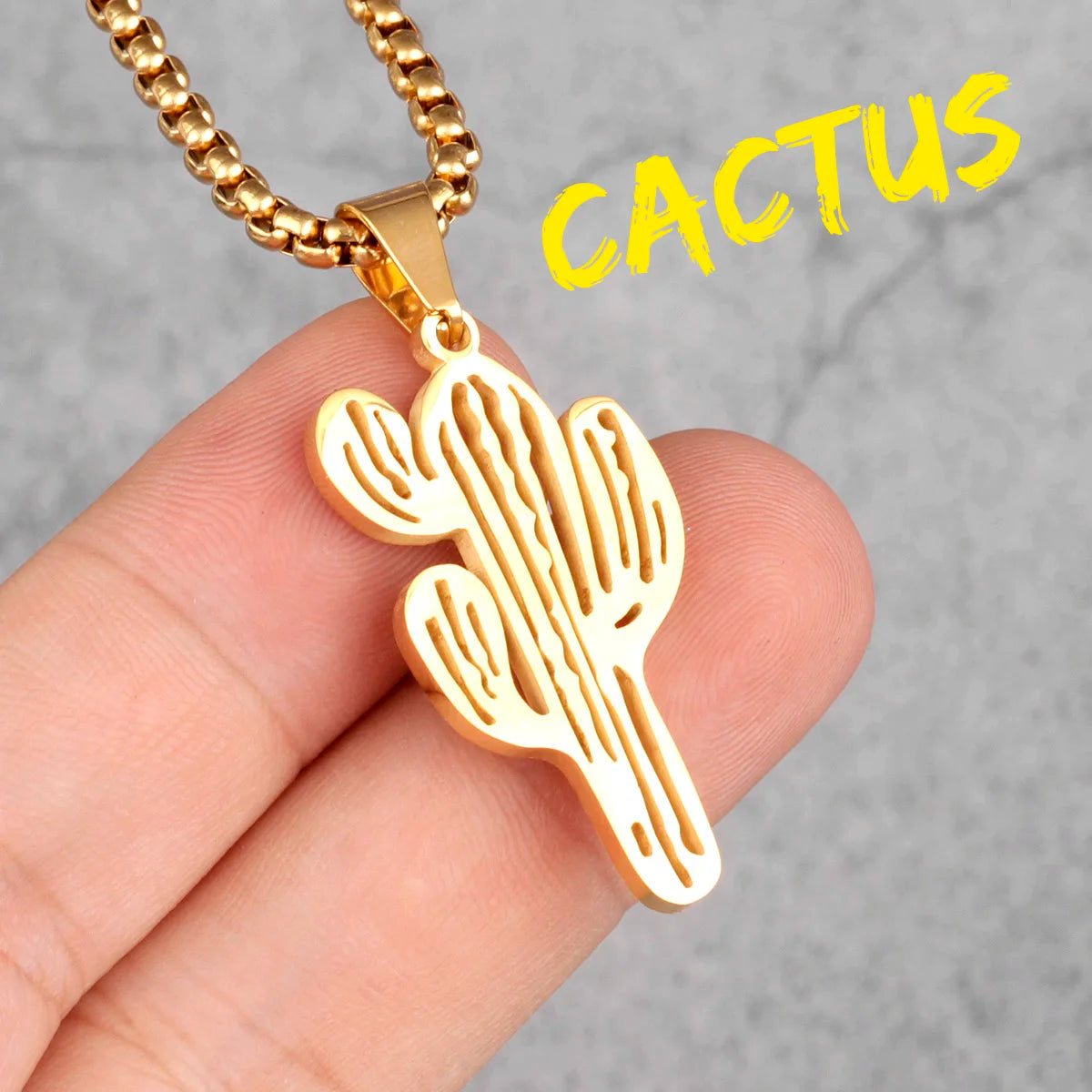 Trendy Cactus INS Style Stainless Steel Men Women Necklaces Pendants Chain for Boy Girlfriend Jewelry Creativity Gift Wholesale
