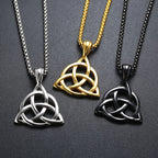 Lucky Triquetra Knot Charm Pendant Necklace Stainless Steel Irish Jewelry for Men Unisex