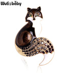 PENDRA Rhinestone Tail Fox Enamel Brooch