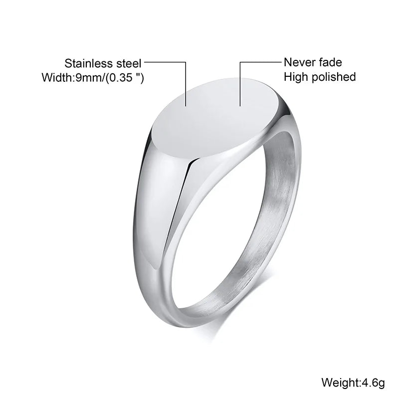 Signet Ring,Stainless Steel Ring for Men, Classic Hipster Unisex Square Signet Ring,Pinky Finger Ring,Mens Small Signet Ring