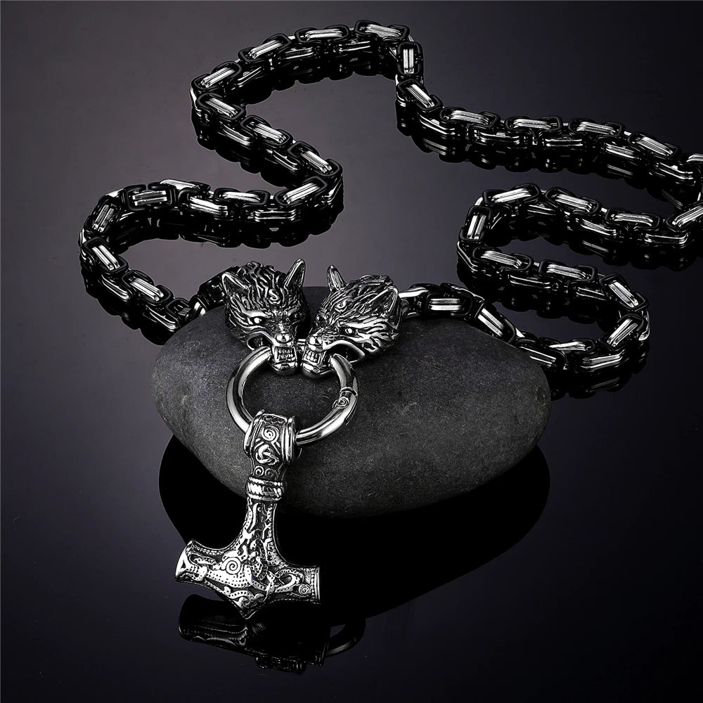 PENDRA Wolf Black Steel Necklace