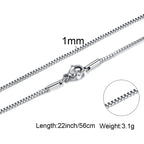 1/2/3mm Box Chain Necklaces for Men Women,Delicate Square Stainless Steel Chains Links Collars,Jewelry Gift 18To24 Inch