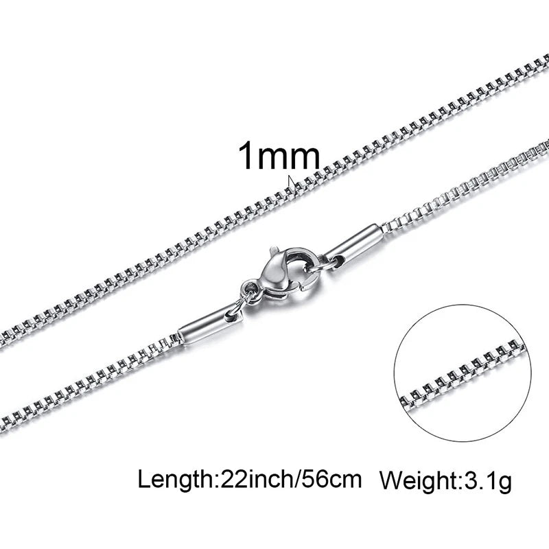 1/2/3mm Box Chain Necklaces for Men Women,Delicate Square Stainless Steel Chains Links Collars,Jewelry Gift 18To24 Inch