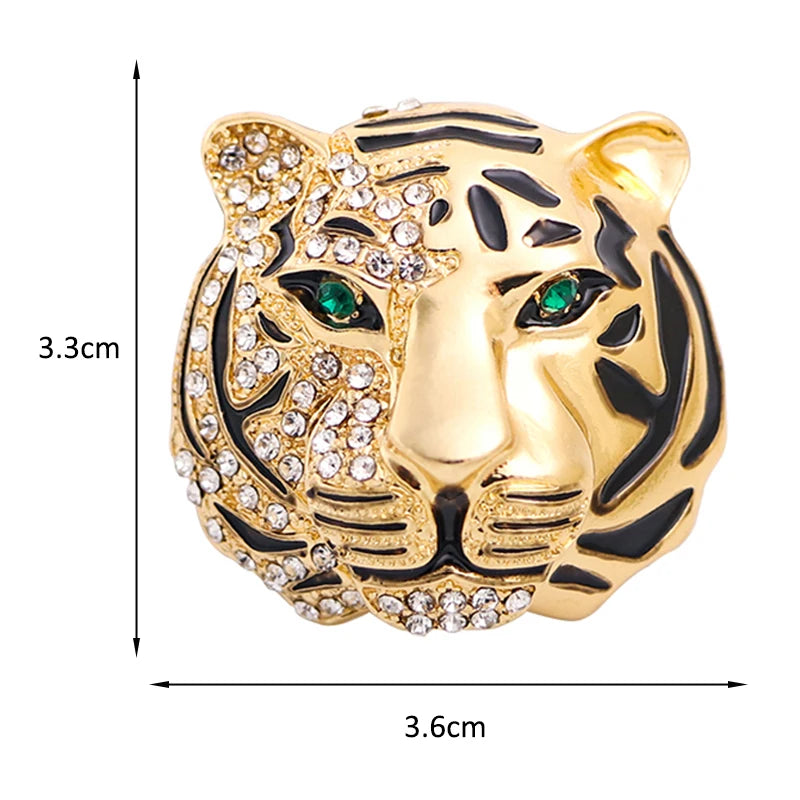 PENDRA Tigergem 2-Color Rhinestone Enamel Tiger Brooch