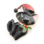 PENDRA Snowcat White Black Enamel Cat Brooch