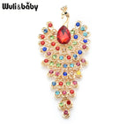 PENDRA Grand Peacock Rhinestone Bird Brooch