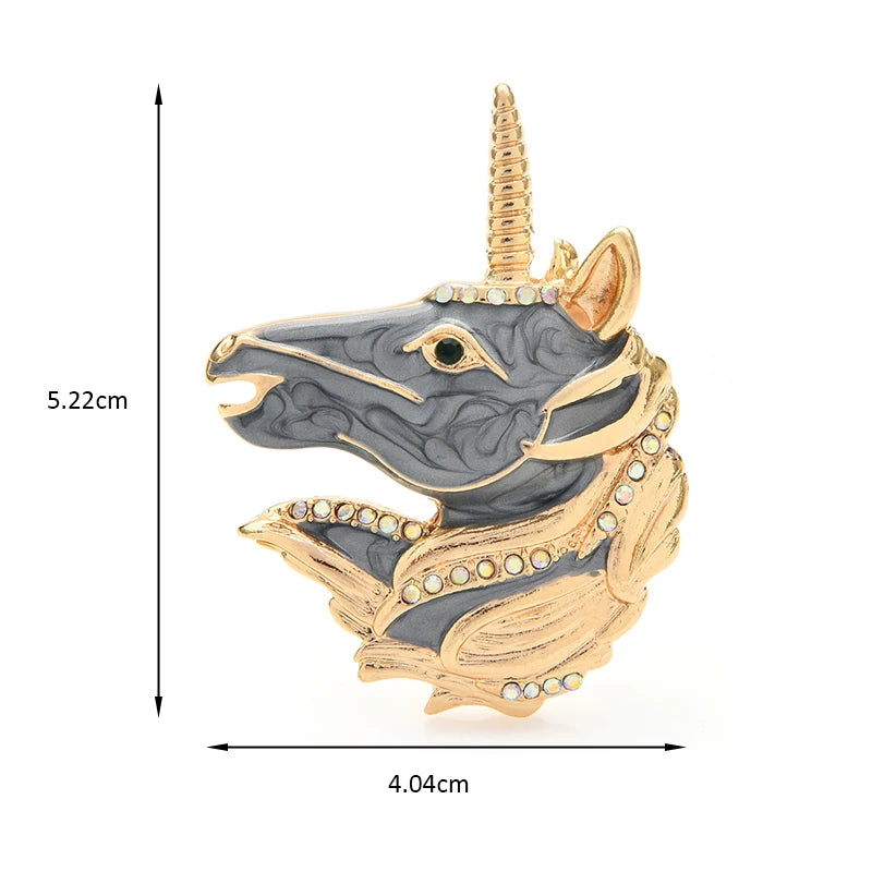 Wuli&baby Enamel Icorn Unicorn Horse Brooches For Women Men 2-color Animal Party Casual Brooch Pins Gifts