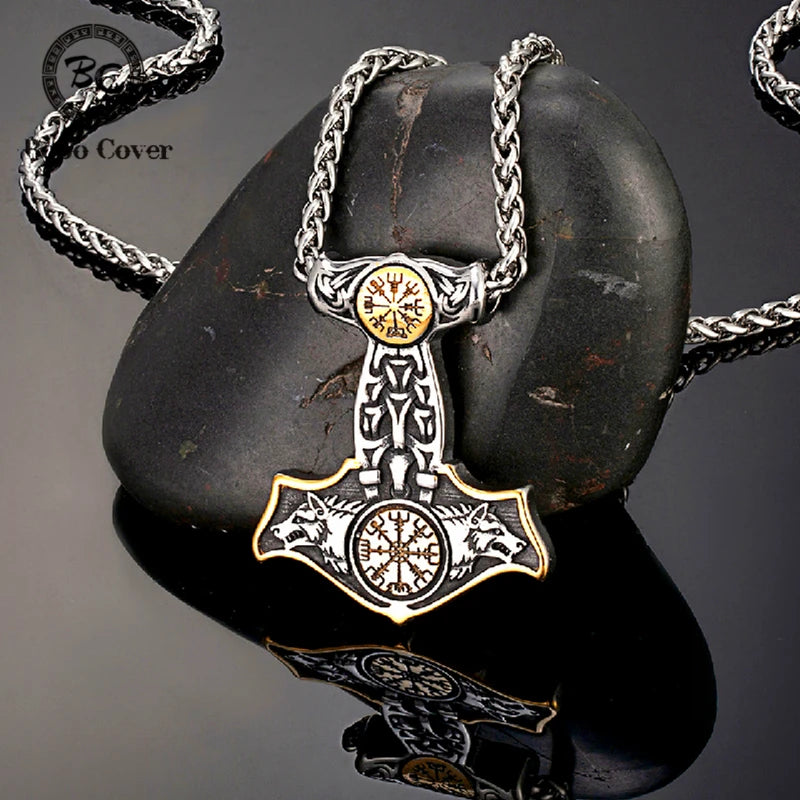PENDRA Wolf Gold Compass Necklace