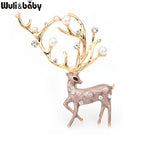 PENDRA Red Brown Enamel Deer Brooch