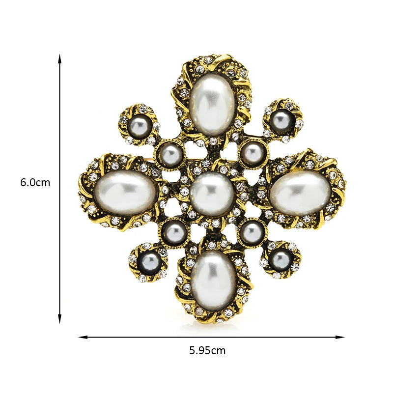 PENDRA Royale Pearl Cross Vintage Brooch