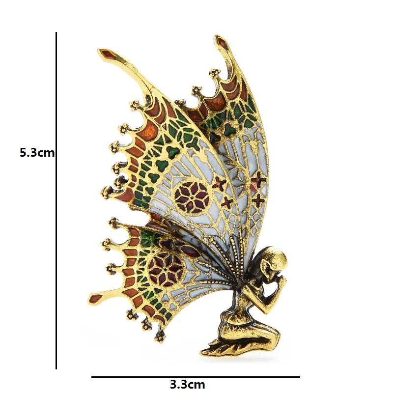 PENDRA Vintage Butterfly Wings Fairy Brooch