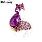 PENDRA Rhinestone Tail Fox Enamel Brooch