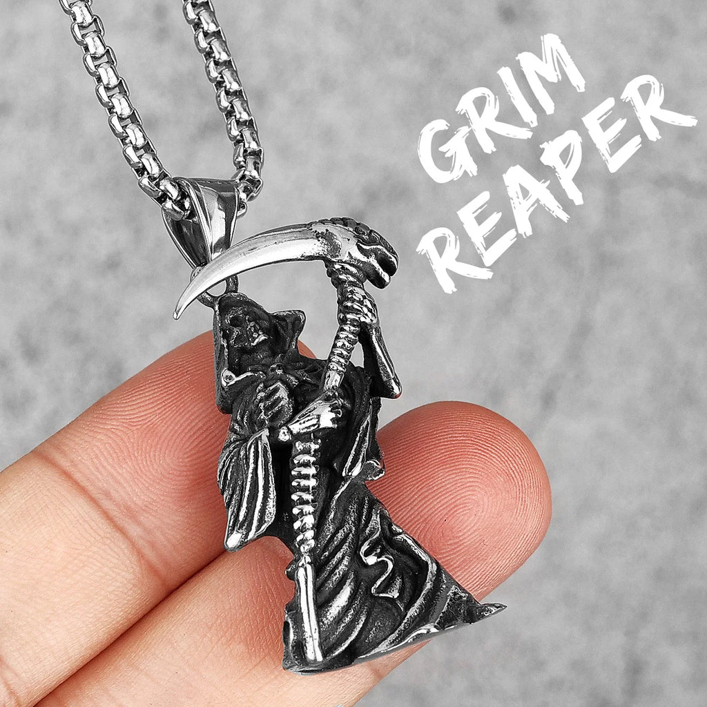 PENDRA Grim Reaper Scythe Steel Necklace