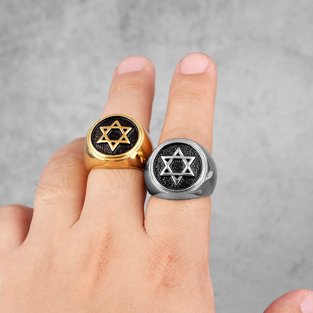 PENDRA Judaism Hexagram Star Steel Ring
