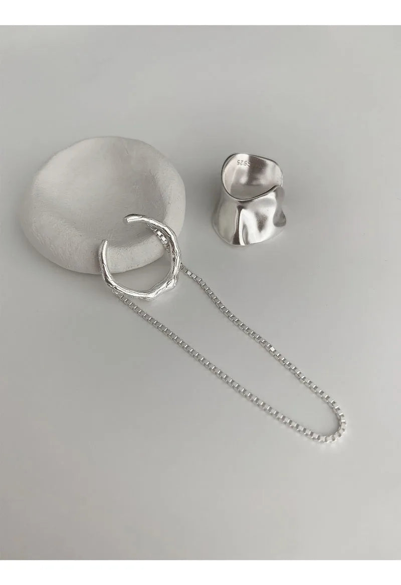 PENDRA Silver Tassel Ear Accessory