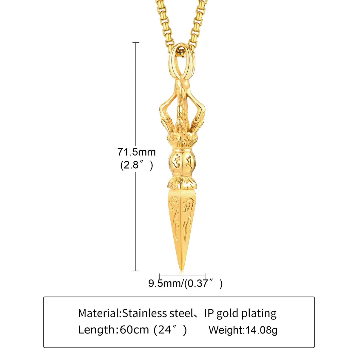 GANDHANRA STAINLESS STEEL TIBETAN BUDDHIST PROTECTION PENDANT VAJRA PATRON SAINT AMULET NECKLACE FOR MEN JEWELRY